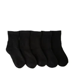 Basic Crew Socks 5 Pack - Little Kid - Black