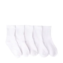 Basic Crew Socks 5 Pack - Little Kid - White