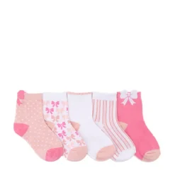 Bow Tab Scallop Quarter Socks 5 Pack - Little Kid - Multicolor