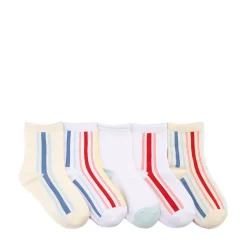 Bright Stripe Quarter Socks 5 Pack - Little Kid - Multicolor