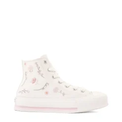 Converse Chuck Taylor All Star Lift Boho Floral High-Top Sneaker - Big Kid - Vintage White / Summit Pink