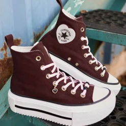 Converse Chuck Taylor All Star Lift Double Stack Charms High-Top Sneaker - Bordeaux / Pink