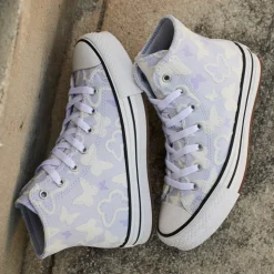 Converse Chuck Taylor All Star Lift High-Top Flocked Butterflies Sneaker - Little Kid - Blueberry Ice