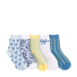 Ditsy Bows Quarter Socks 5 Pack - Little Kid - Multicolor
