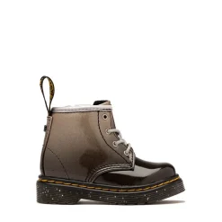 Dr. Martens 1460 4-Eye Patent Boot - Baby / Toddler - Black / Silver Gradient