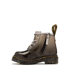 Dr. Martens 1460 4-Eye Patent Boot - Baby / Toddler - Black / Silver Gradient