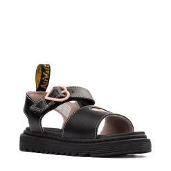 Dr. Martens Marlowe II Hearts Sandal - Little Kid / Big Kid - Black / Powder Pink