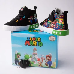 Ground Up Super Mario Bros. Hi Sneaker - Toddler - Black / Multicolor