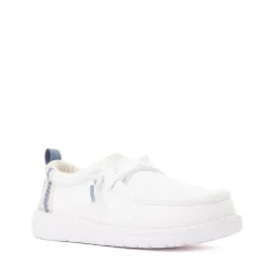 HEYDUDE Wally Summer Linen Casual Shoe - Little Kid / Big Kid - White / Stone Grey