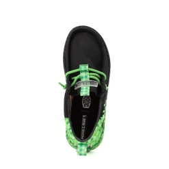HEYDUDE x Minecraft Wally Funk Creeper Casual Shoe - Little Kid / Big Kid - Black