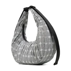 Hunter Mini Lune Ruched Shoulder Bag - Black / White Pattern