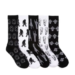 Icon Crew Socks 5 Pack - Big Kid - Black / White