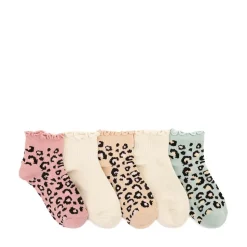 Leopard Print Lettuce Welt Quarter Socks 5 Pack - Toddler - Multicolor