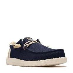 Mens HEYDUDE Wally Break Stitch Casual Shoe - Navy / Safari / White
