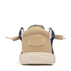 Mens HEYDUDE Wally Break Stitch Casual Shoe - Navy / Safari / White