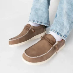 Mens HEYDUDE Wally Craft Leather Casual Shoe - Tan