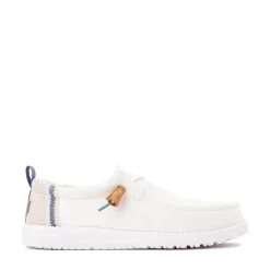 Mens HEYDUDE Wally Craft Linen Slip-On Casual Shoe - White