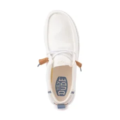 Mens HEYDUDE Wally Craft Linen Slip-On Casual Shoe - White
