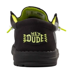 Mens HEYDUDE Wally Glow Skeleton Feet Slip-On Casual Shoe - Black