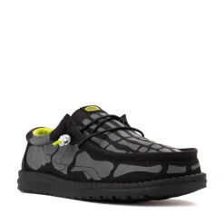 Mens HEYDUDE Wally Glow Skeleton Feet Slip-On Casual Shoe - Black