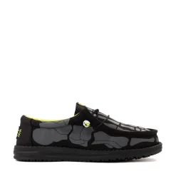 Mens HEYDUDE Wally Glow Skeleton Feet Slip-On Casual Shoe - Black