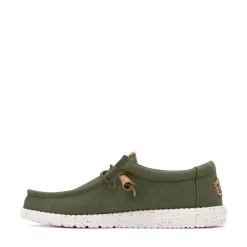 Mens HEYDUDE Wally Hemp Slip-On Casual Shoe - Army Green