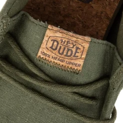Mens HEYDUDE Wally Hemp Slip-On Casual Shoe - Army Green