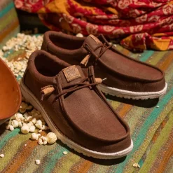Mens HEYDUDE Wally Hemp Slip-On Casual Shoe - Chocolate