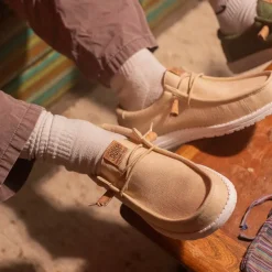Mens HEYDUDE Wally Hemp Slip-On Casual Shoe - Tan