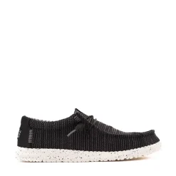 Mens HEYDUDE Wally Stretch Sox Slip-On Casual Shoe - Black / White