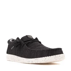 Mens HEYDUDE Wally Stretch Sox Slip-On Casual Shoe - Black / White