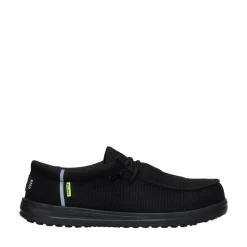 Mens HEYDUDE Wally Work Comp Toe Casual Shoe - Black