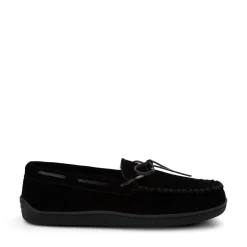 Mens Minnetonka Pile Lined Hardsole Slipper - Black