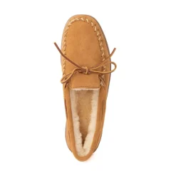 Mens Minnetonka Sheepskin Hardsole Slipper - Golden Tan