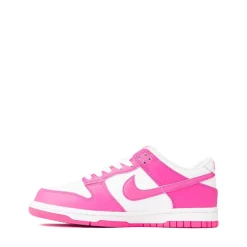 Nike Dunk Low Athletic Shoe - Big Kid - White / Pink / Laser Fuchsia