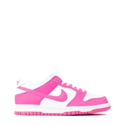 Nike Dunk Low Athletic Shoe - Big Kid - White / Pink / Laser Fuchsia