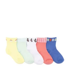 Rainbow Wide Welt Quarter Socks 5 Pack - Little Kid - Multicolor