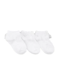 Ruffle Top Heart Quarter Socks 3 Pack - Baby - White