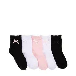 Soft Bow Quarter Socks 5 Pack - Little Kid - Black / White / Pink