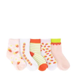 Strawberry Quarter Socks 5 Pack - Toddler - Multicolor