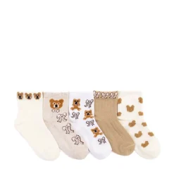 Teddy Bear Quarter Socks 5 Pack - Toddler - Multicolor