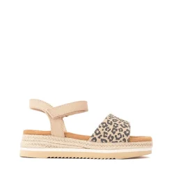 TOMS Diana Platform Sandal - Little Kid / Big Kid - Natural Leopard Print