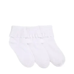 Turn Cuff Lettuce Welt Quarter Socks 3 Pack - Little Kid - White
