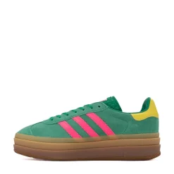 Womens adidas Gazelle Bold Athletic Shoe - Court Green / Lucid Pink / Pure Sulfur