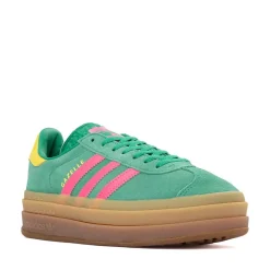 Womens adidas Gazelle Bold Athletic Shoe - Court Green / Lucid Pink / Pure Sulfur