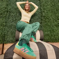 Womens adidas Gazelle Bold Athletic Shoe - Court Green / Lucid Pink / Pure Sulfur