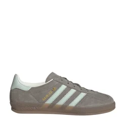 Womens adidas Gazelle Indoor Athletic Shoe - Silver Pebble / Linen Green / Gum