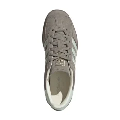 Womens adidas Gazelle Indoor Athletic Shoe - Silver Pebble / Linen Green / Gum