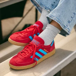 Womens adidas Handball Spezial Athletic Shoe - Better Scarlet / Lucid Aquamarine / Gold Metallic