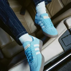 Womens adidas Handball Spezial Athletic Shoe - Light Blue / White / Gum
